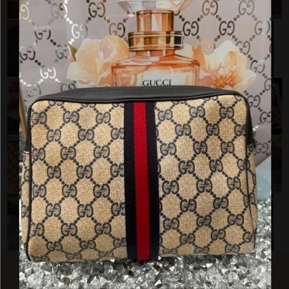EUC Gucci coated canvas and leather cherry pouch - Picture 1 of 10
